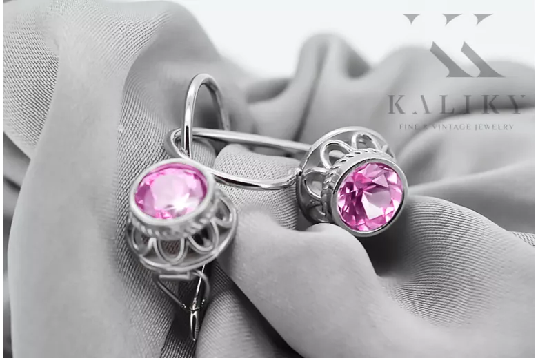 Vintage craft Earrings Amethyst Sterling silver 925 vec117s